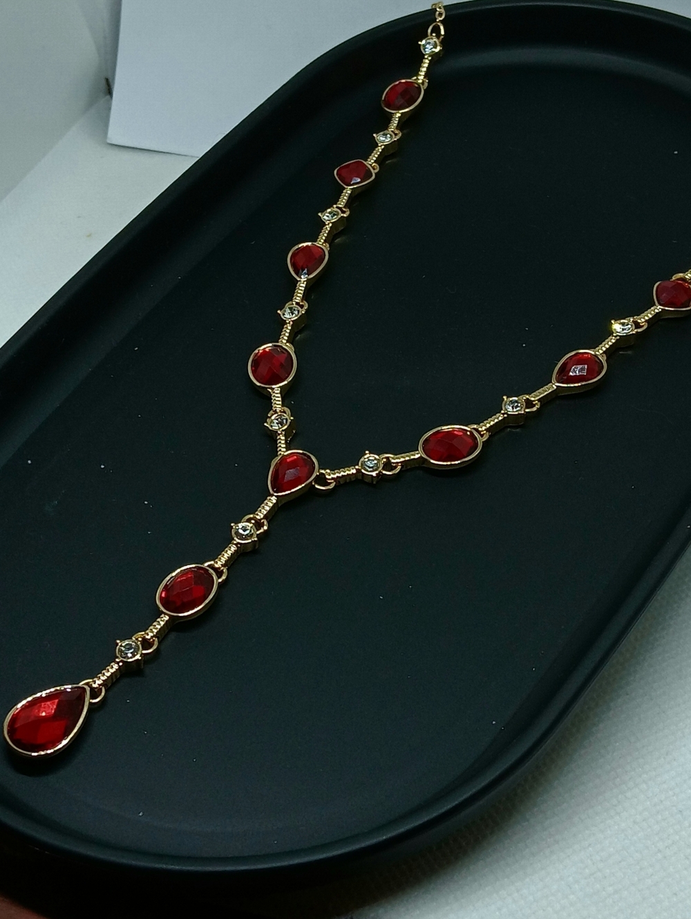 Sold Holden BCH Red CRYSTAL Y Goldtone Necklace